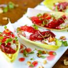 Endive stuffed with goat cheese, blood orange and walnuts